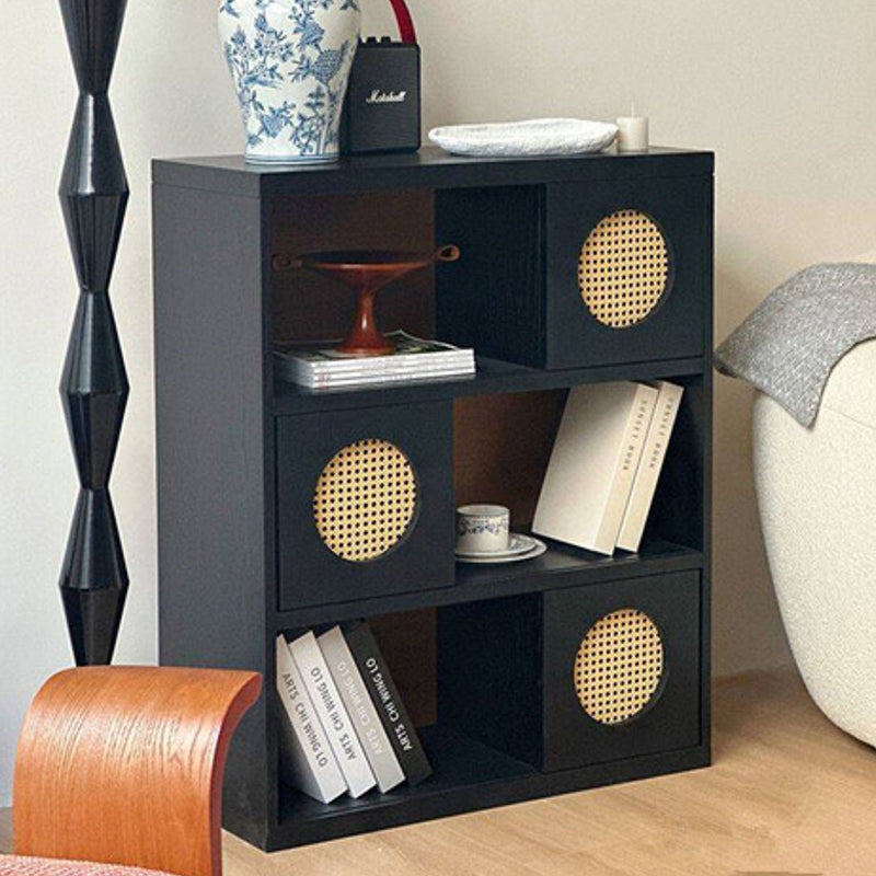 Contemporary Scandinavian Rectangular Pine Wood Floor-to-Ceiling Storage Cabinet 3-Tier For Study