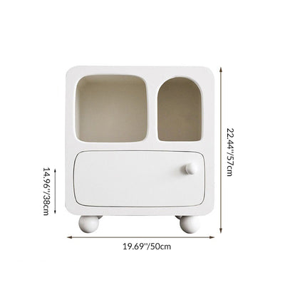 Contemporary Nordic Square Skeleton MDF & Solid Wood Nightstand 1-Drawer For Bedroom