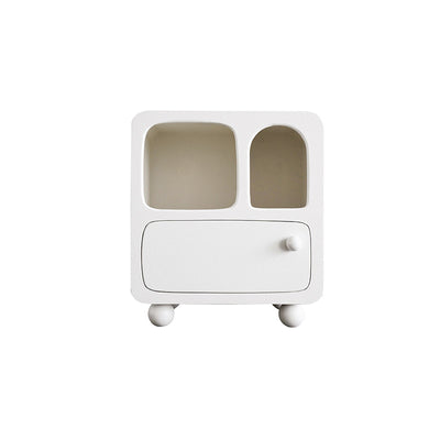 Contemporary Nordic Square Skeleton MDF & Solid Wood Nightstand 1-Drawer For Bedroom