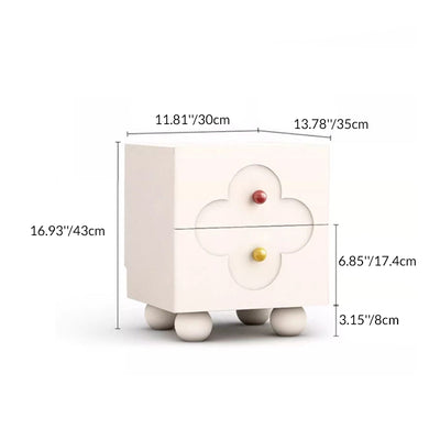 Simplicidad Moderna Mesa de Noche Cuadrada de Trébol de Cuatro Hojas de Aglomerado con 2 Cajones para Dormitorio 