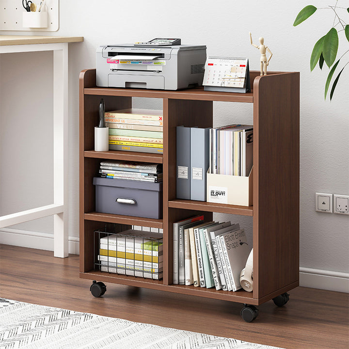 Estantería móvil rectangular minimalista moderna de MDF y plástico con 5 compartimentos para estudio 