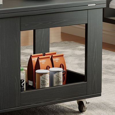Modern Minimalist Movable Rectangular Solid Wood Rubber Foldable Coffee Table 2-Tier For Living Room