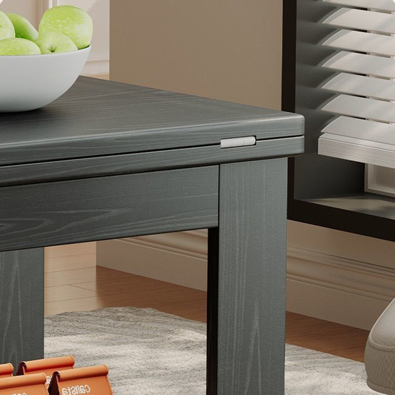 Modern Minimalist Movable Rectangular Solid Wood Rubber Foldable Coffee Table 2-Tier For Living Room