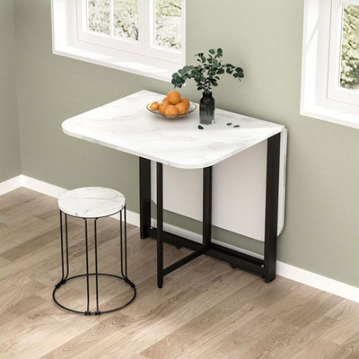Modern Simplicity Foldable Rectangular Carbon Steel Plywood Movable Dining Table For 6-8 Seats