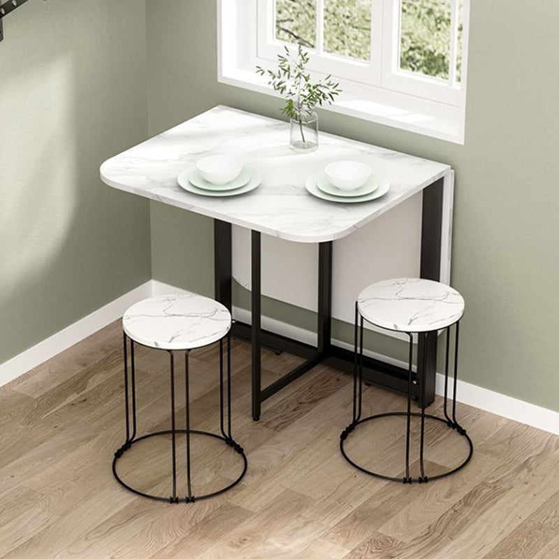 Modern Simplicity Foldable Rectangular Carbon Steel Plywood Movable Dining Table For 6-8 Seats