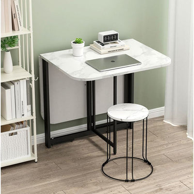 Modern Simplicity Foldable Rectangular Carbon Steel Plywood Movable Dining Table For 6-8 Seats