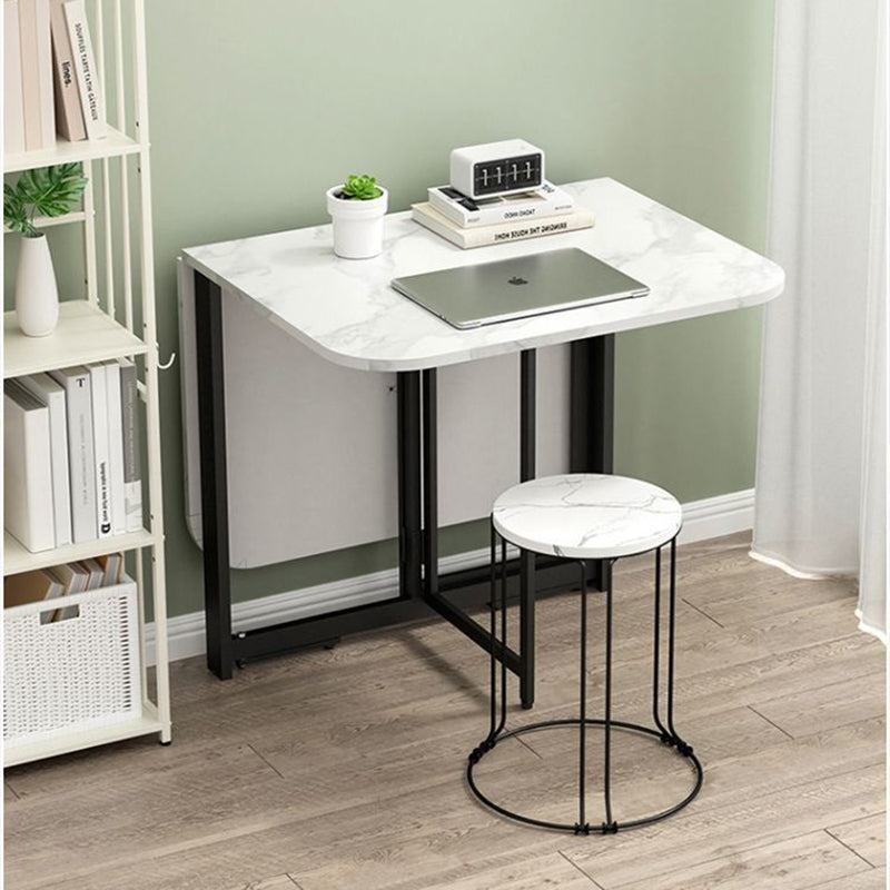 Modern Simplicity Foldable Rectangular Carbon Steel Plywood Movable Dining Table For 6-8 Seats