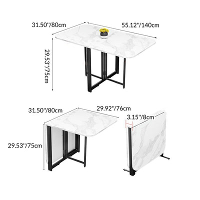 Modern Simplicity Foldable Rectangular Carbon Steel Plywood Movable Dining Table For 6-8 Seats