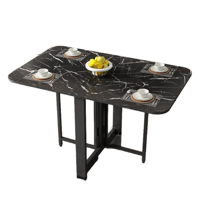 Modern Simplicity Foldable Rectangular Carbon Steel Plywood Movable Dining Table For 6-8 Seats