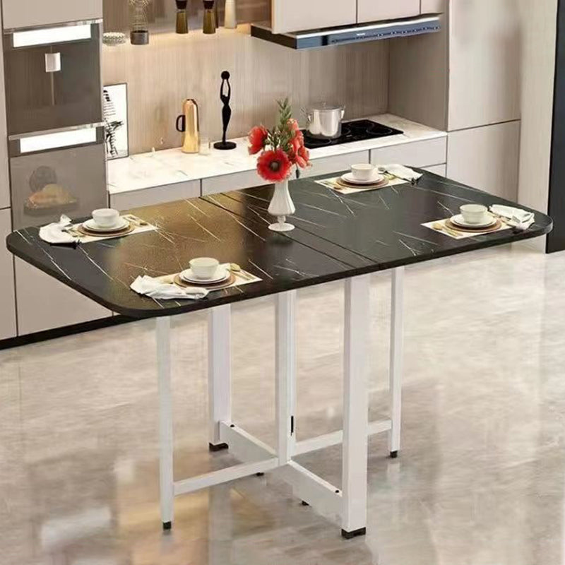 Modern Simplicity Foldable Rectangular Carbon Steel Plywood Movable Dining Table For 6-8 Seats