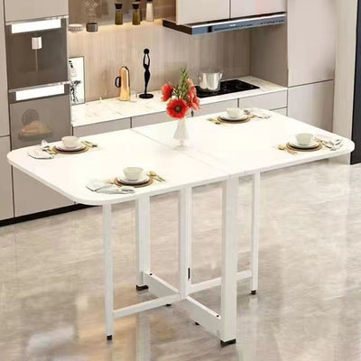 Modern Simplicity Foldable Rectangular Carbon Steel Plywood Movable Dining Table For 6-8 Seats
