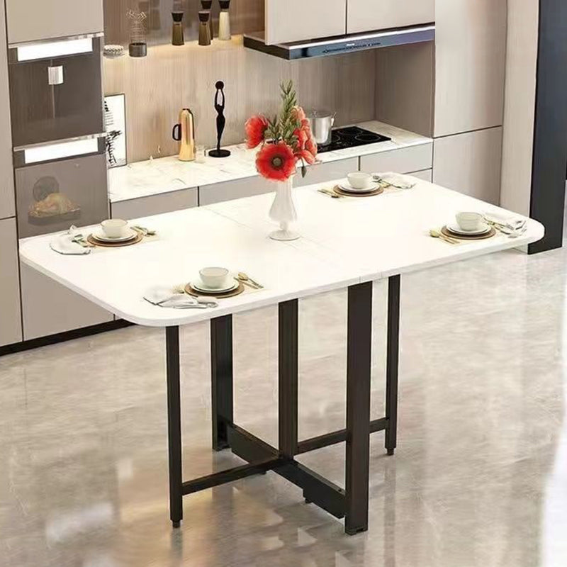 Modern Simplicity Foldable Rectangular Carbon Steel Plywood Movable Dining Table For 6-8 Seats