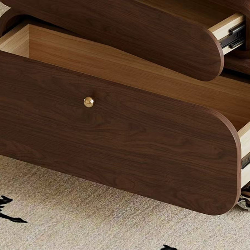 Traditional Vintage Foldable Rectangular Plywood Metal Movable Rotatable Coffee Table 2-Drawer For Bedroom