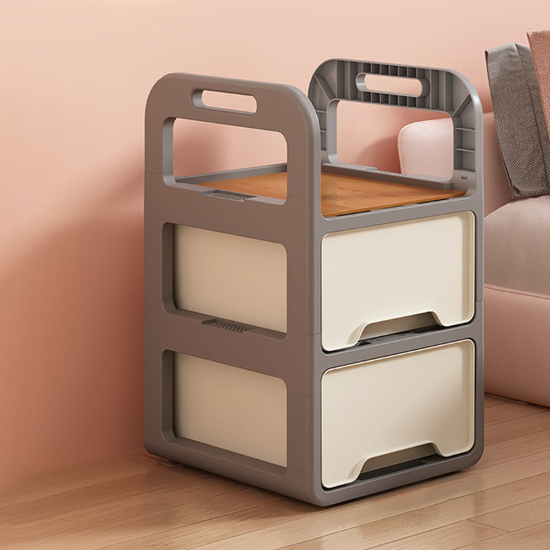 Modern Minimalist Rectangular PP Movable Detachable Storage Cabinet 2/3/4-Tier For Living Room