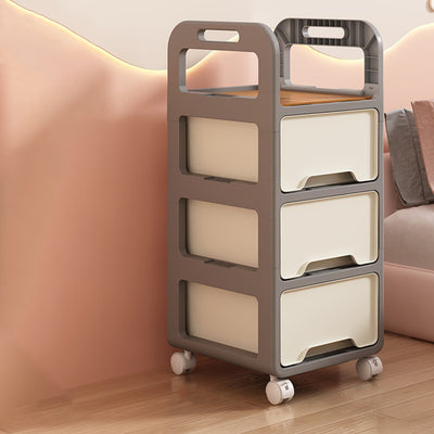 Modern Minimalist Rectangular PP Movable Detachable Storage Cabinet 2/3/4-Tier For Living Room