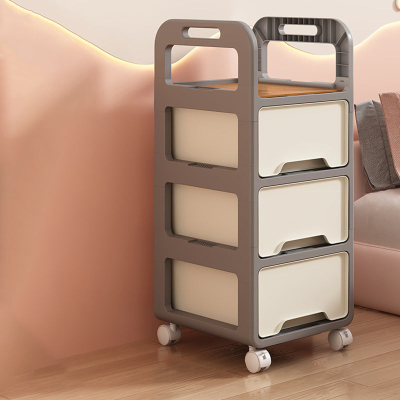 Modern Minimalist Rectangular PP Movable Detachable Storage Cabinet 2/3/4-Tier For Living Room