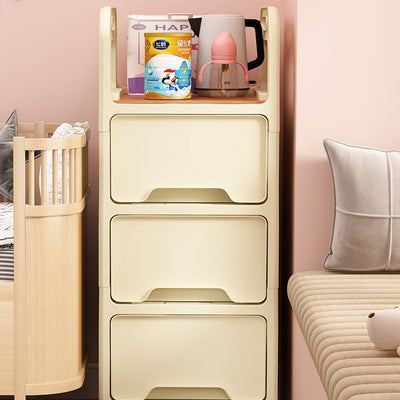 Modern Minimalist Rectangular PP Movable Detachable Storage Cabinet 2/3/4-Tier For Living Room