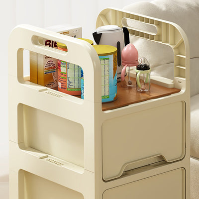 Modern Minimalist Rectangular PP Movable Detachable Storage Cabinet 2/3/4-Tier For Living Room