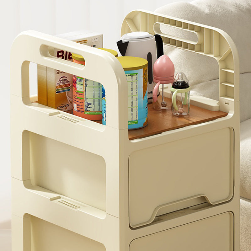 Modern Minimalist Rectangular PP Movable Detachable Storage Cabinet 2/3/4-Tier For Living Room