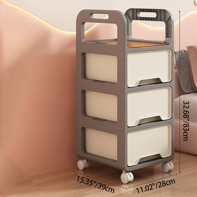 Modern Minimalist Rectangular PP Movable Detachable Storage Cabinet 2/3/4-Tier For Living Room