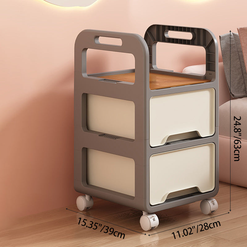 Modern Minimalist Rectangular PP Movable Detachable Storage Cabinet 2/3/4-Tier For Living Room