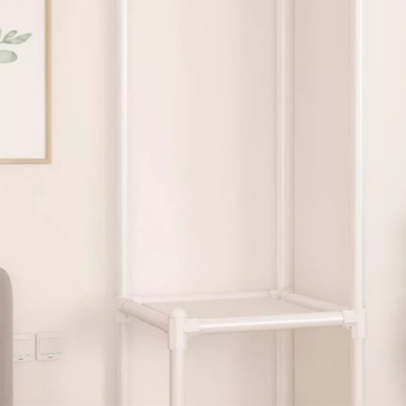 Moderner, einfacher rechteckiger Eckschrank aus Kohlenstoffstahl mit Stoff, 2-stufig, für das Schlafzimmer 