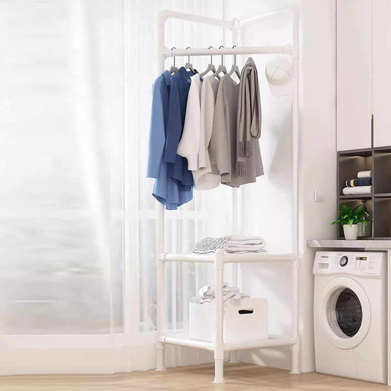 Simplicidad Moderna Armario de Esquina de Tela de Acero al Carbono Rectangular de 2 Niveles para Dormitorio 