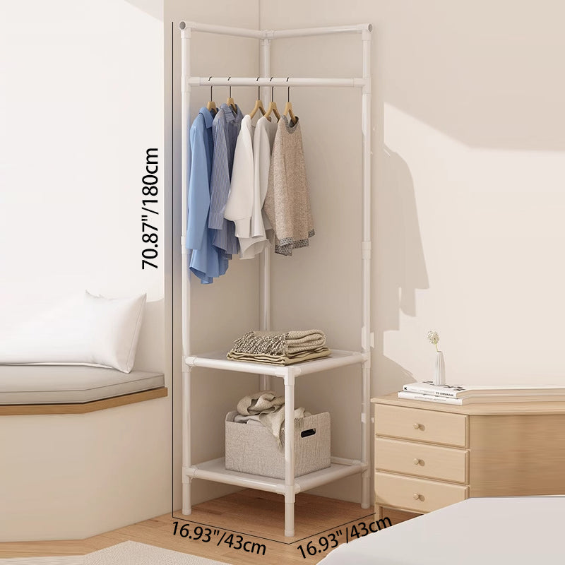 Simplicidad Moderna Armario de Esquina de Tela de Acero al Carbono Rectangular de 2 Niveles para Dormitorio 