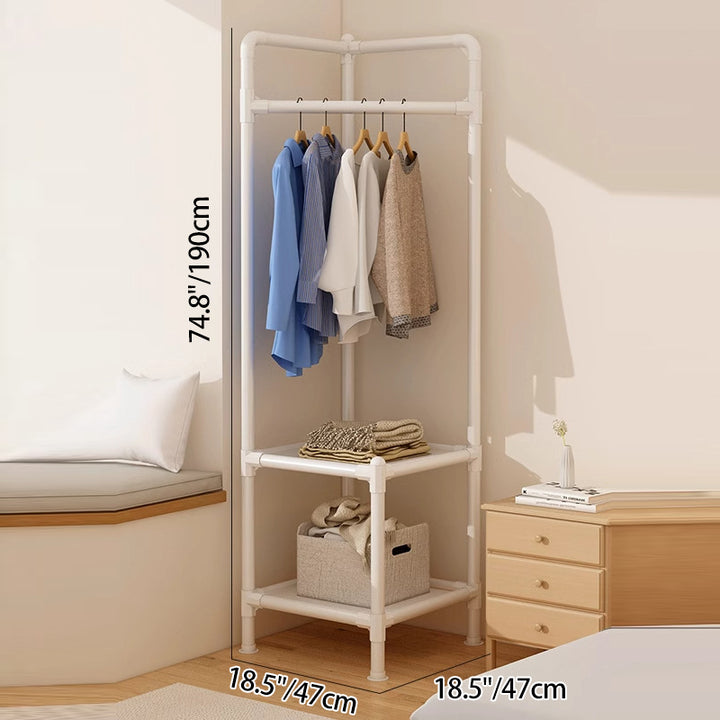 Moderner, einfacher rechteckiger Eckschrank aus Kohlenstoffstahl mit Stoff, 2-stufig, für das Schlafzimmer 