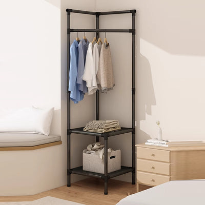 Simplicidad Moderna Armario de Esquina de Tela de Acero al Carbono Rectangular de 2 Niveles para Dormitorio 