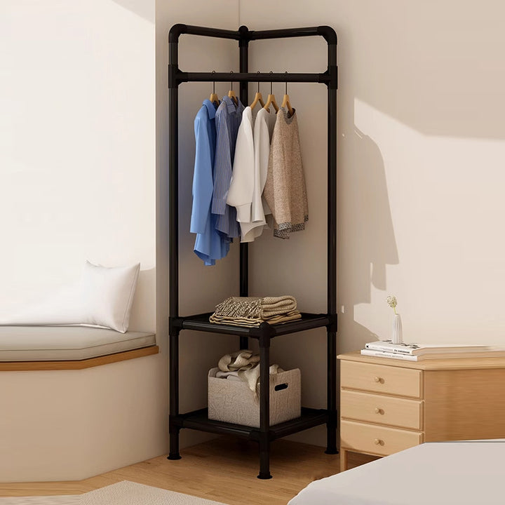 Moderner, einfacher rechteckiger Eckschrank aus Kohlenstoffstahl mit Stoff, 2-stufig, für das Schlafzimmer 