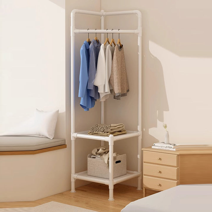 Moderner, einfacher rechteckiger Eckschrank aus Kohlenstoffstahl mit Stoff, 2-stufig, für das Schlafzimmer 