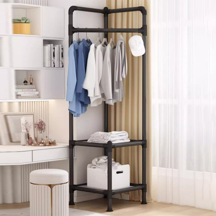Moderner, einfacher rechteckiger Eckschrank aus Kohlenstoffstahl mit Stoff, 2-stufig, für das Schlafzimmer 