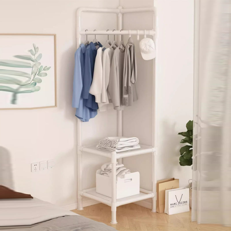 Simplicidad Moderna Armario de Esquina de Tela de Acero al Carbono Rectangular de 2 Niveles para Dormitorio 