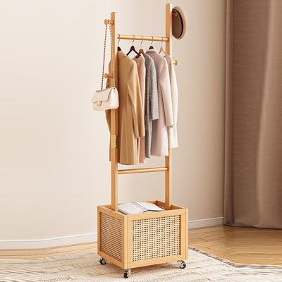 Modern Simplicity Rectangular Solid Wood Acrylic Plastic Rattan Weaving 1-Cabinet Movable Storage Cabinet For Bedroom