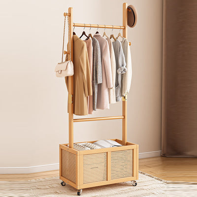 Modern Simplicity Rectangular Solid Wood Acrylic Plastic Rattan Weaving 1-Cabinet Movable Storage Cabinet For Bedroom