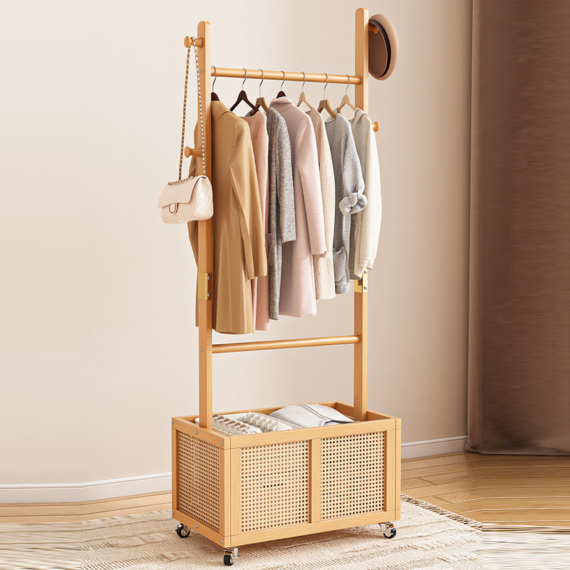 Modern Simplicity Rectangular Solid Wood Acrylic Plastic Rattan Weaving 1-Cabinet Movable Storage Cabinet For Bedroom