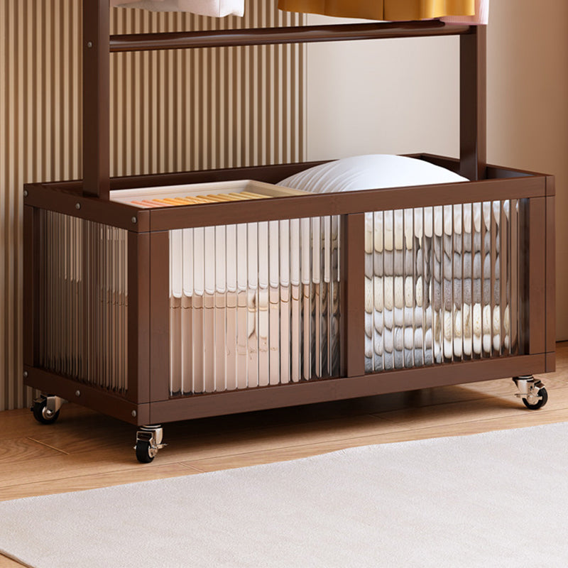 Modern Simplicity Rectangular Solid Wood Acrylic Plastic Rattan Weaving 1-Cabinet Movable Storage Cabinet For Bedroom
