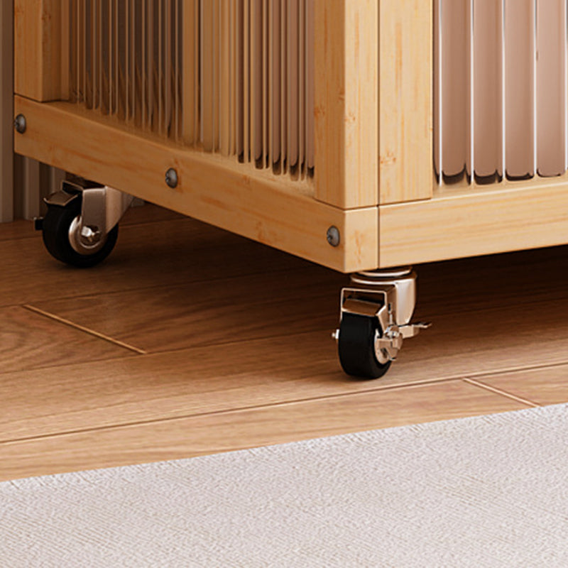 Modern Simplicity Rectangular Solid Wood Acrylic Plastic Rattan Weaving 1-Cabinet Movable Storage Cabinet For Bedroom