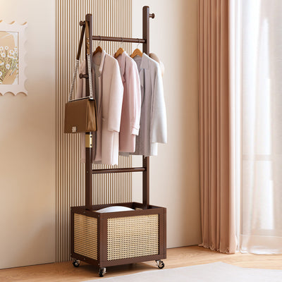 Modern Simplicity Rectangular Solid Wood Acrylic Plastic Rattan Weaving 1-Cabinet Movable Storage Cabinet For Bedroom