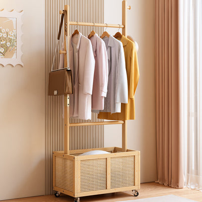Modern Simplicity Rectangular Solid Wood Acrylic Plastic Rattan Weaving 1-Cabinet Movable Storage Cabinet For Bedroom