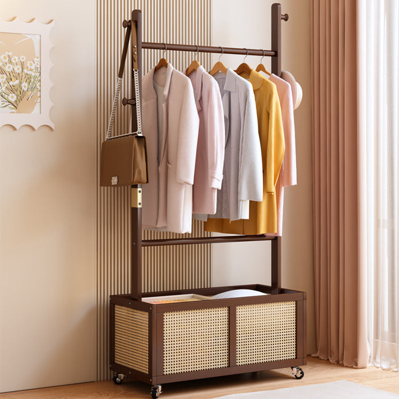 Modern Simplicity Rectangular Solid Wood Acrylic Plastic Rattan Weaving 1-Cabinet Movable Storage Cabinet For Bedroom