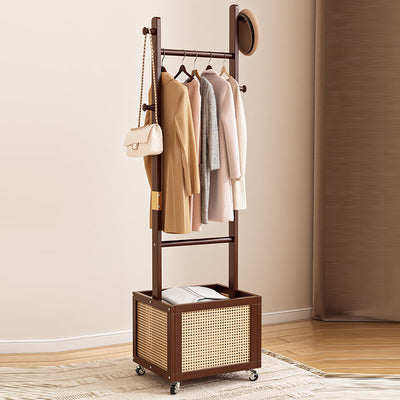 Modern Simplicity Rectangular Solid Wood Acrylic Plastic Rattan Weaving 1-Cabinet Movable Storage Cabinet For Bedroom