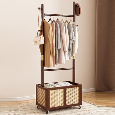 Modern Simplicity Rectangular Solid Wood Acrylic Plastic Rattan Weaving 1-Cabinet Movable Storage Cabinet For Bedroom