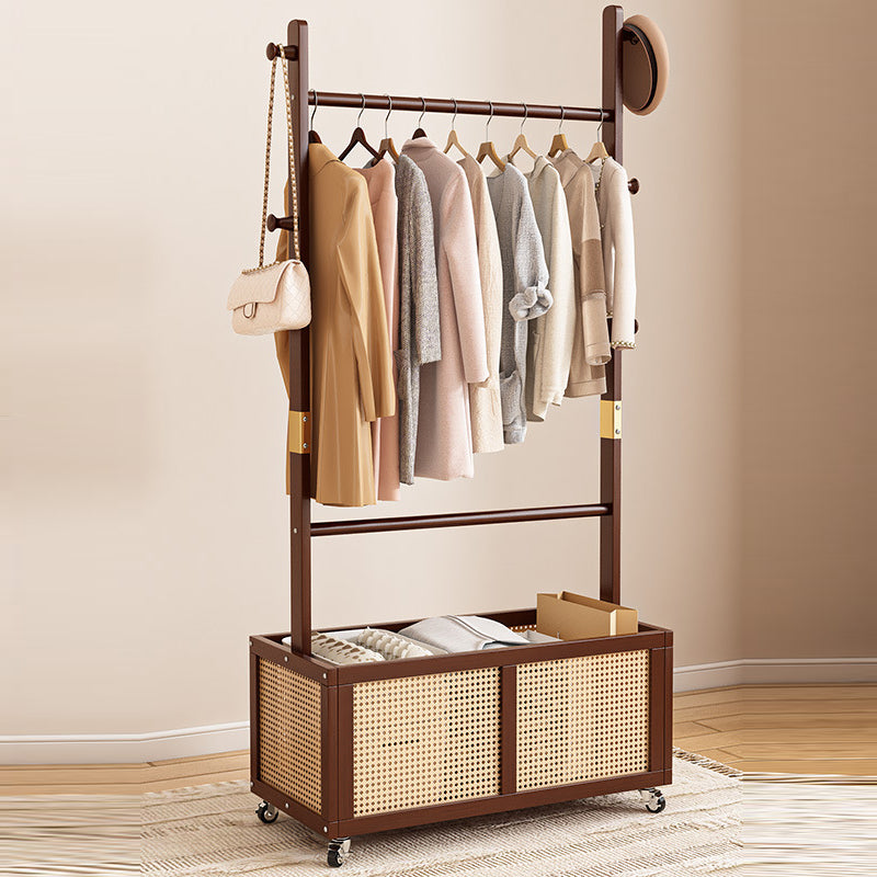 Modern Simplicity Rectangular Solid Wood Acrylic Plastic Rattan Weaving 1-Cabinet Movable Storage Cabinet For Bedroom