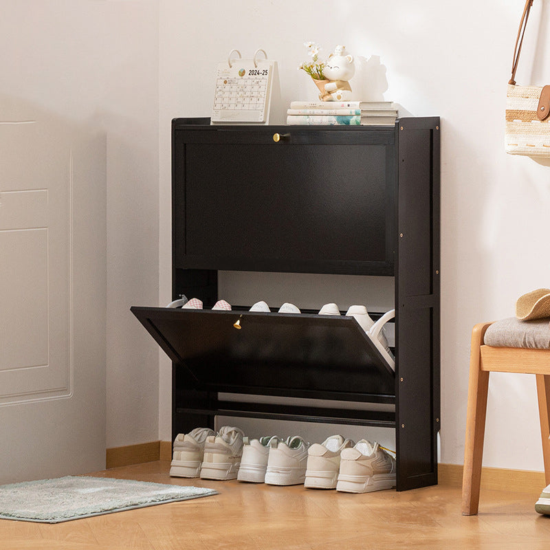 Modern Minimalist Rectangular Large Capacity Nan Bamboo MDF Shoe Storage 2/3-Cabinet For Entryways