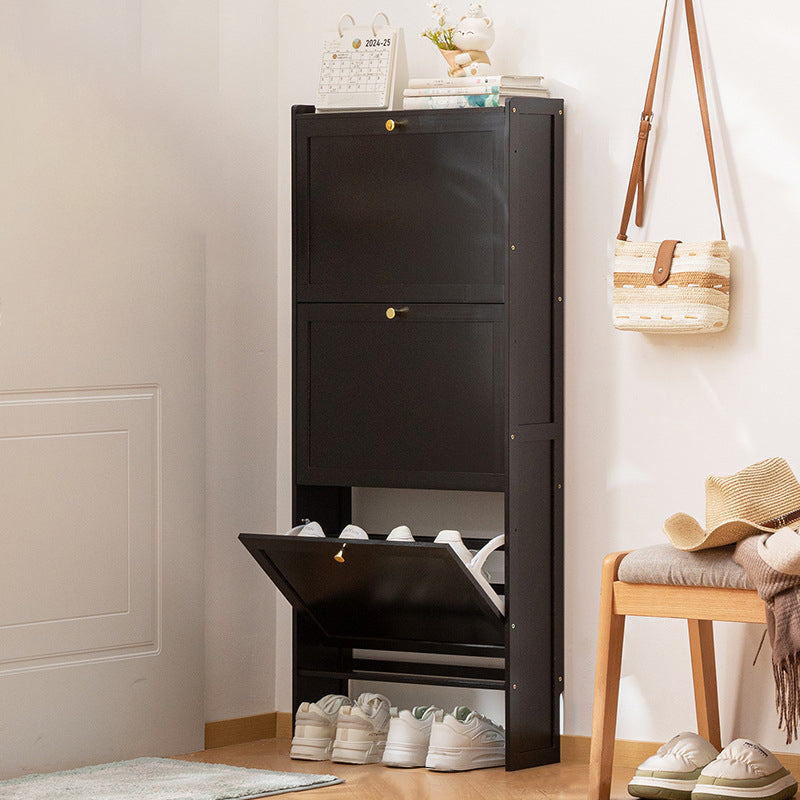 Modern Minimalist Rectangular Large Capacity Nan Bamboo MDF Shoe Storage 2/3-Cabinet For Entryways