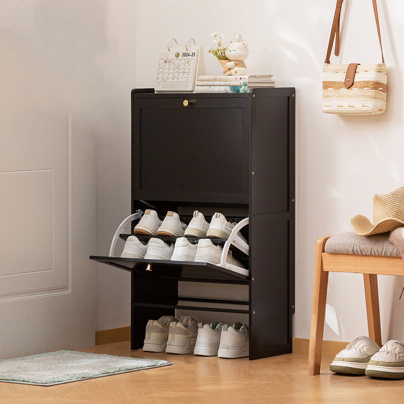 Modern Minimalist Rectangular Large Capacity Nan Bamboo MDF Shoe Storage 2/3-Cabinet For Entryways
