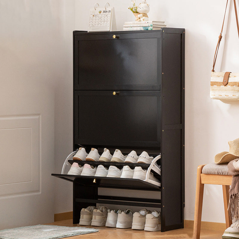 Modern Minimalist Rectangular Large Capacity Nan Bamboo MDF Shoe Storage 2/3-Cabinet For Entryways