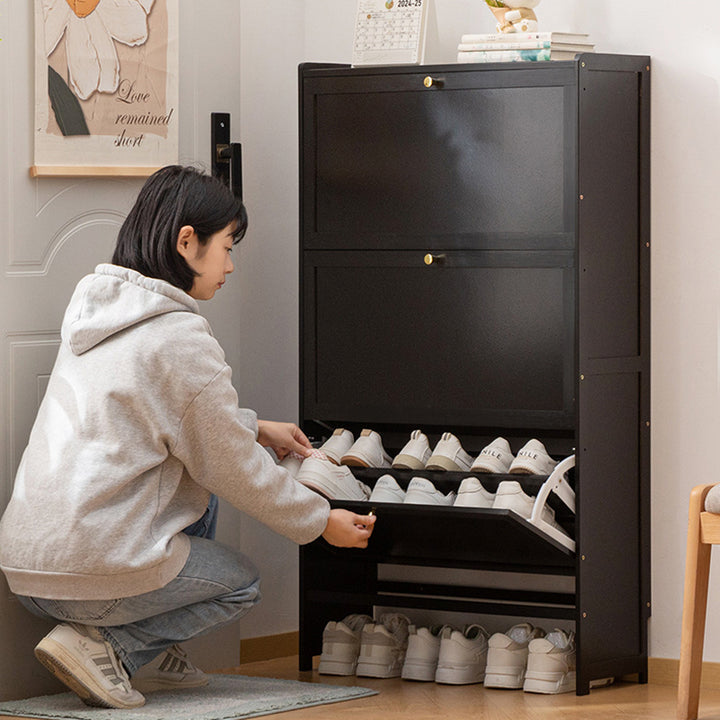 Modern Minimalist Rectangular Large Capacity Nan Bamboo MDF Shoe Storage 2/3-Cabinet For Entryways